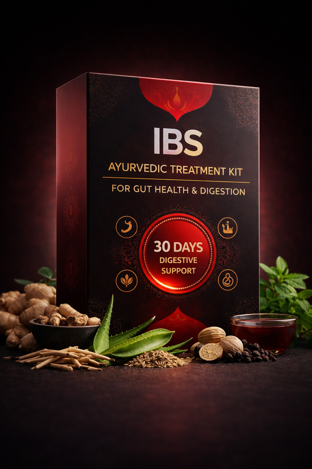 IBS Ayurvedic Treatment Kit for gut health digestion with herbs aloe vera fennel ginger