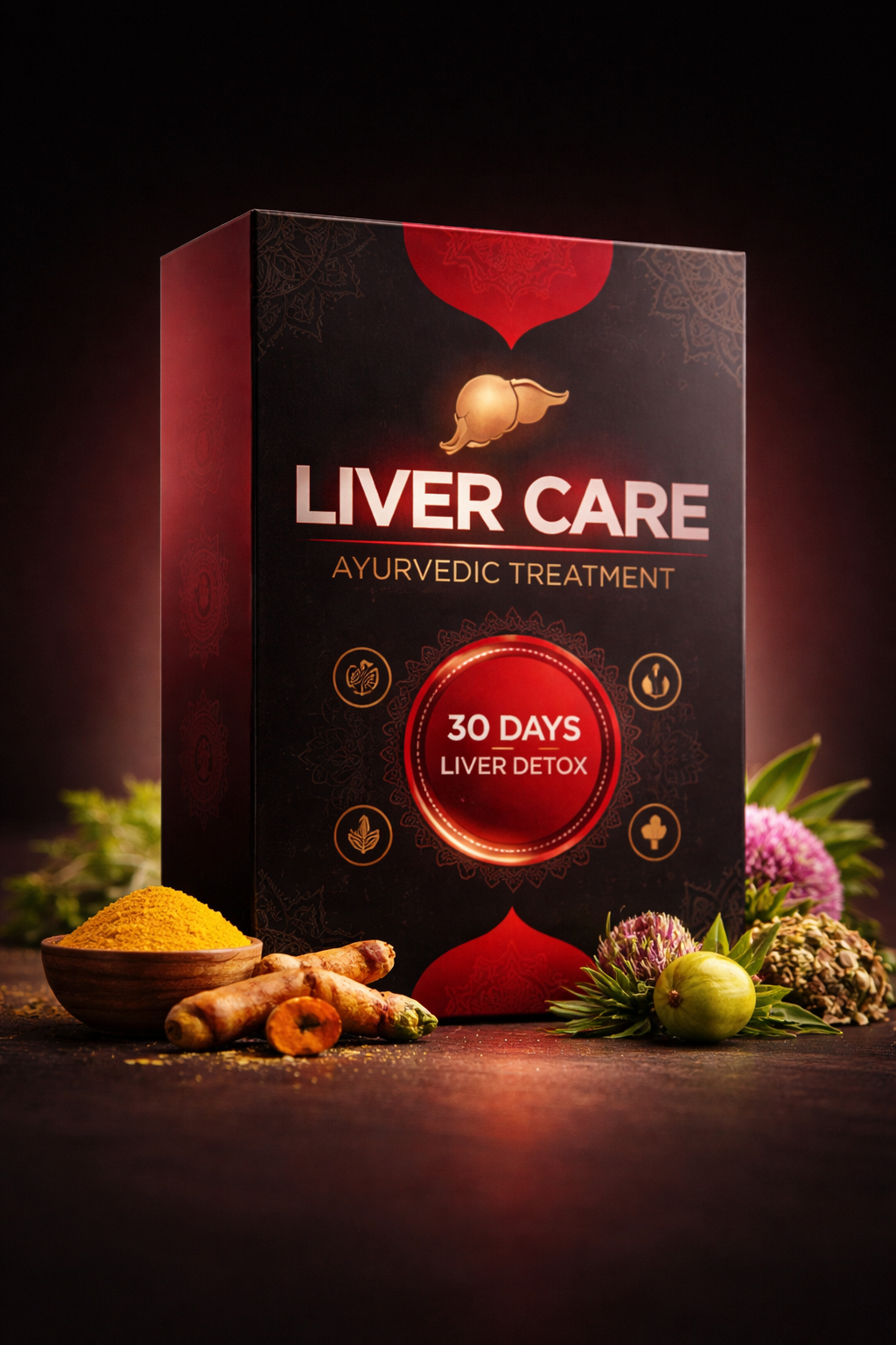 Liver Care Ayurvedic Treatment Pack with herbal ingredients detox support